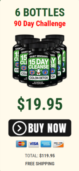 Six bottle best value package for the 15 Day Cleanse capsules promotion